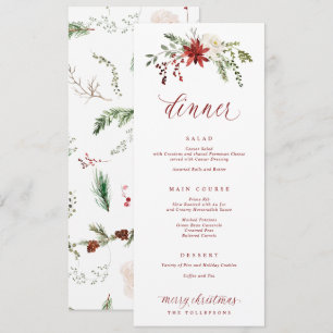 Feestelijke Elegante Waterverf Kerstmaaltijd Menu