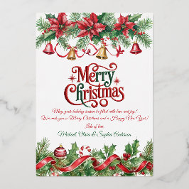 Feestelijke Elegante Zachte Kerstfeestviering Folie Feestdagenkaart