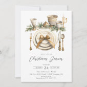 Feestelijke Elegantie Kerstdiner Uitnodiging (Voorkant)