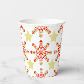 Feestelijke elegantie: rood en goud sterrenpatroon papieren bekers