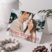 Feestelijke Elegantie Rood Vrolijk Kerstmis Foto Feestdagen Kaart