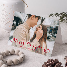 Feestelijke Elegantie Rood Vrolijk Kerstmis Foto Feestdagen Kaart