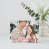 Feestelijke Elegantie Rood Vrolijk Kerstmis Foto Feestdagenkaart (Staand voorkant)