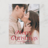 Feestelijke Elegantie Rood Vrolijk Kerstmis Foto Feestdagenkaart (Voorkant)