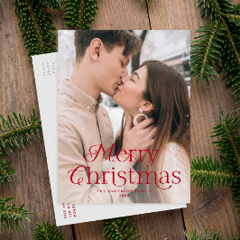 Feestelijke Elegantie Rood Vrolijk Kerstmis Foto Feestdagenkaart