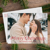 Feestelijke Elegantie Rood Vrolijk Kerstmis Foto Feestdagenkaart