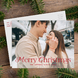 Feestelijke Elegantie Rood Vrolijk Kerstmis Foto Feestdagenkaart