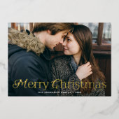 Feestelijke Elegantie Vrolijk Kerstmis Rode Foto Folie Feestdagenkaart (Voorkant)