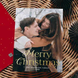Feestelijke Elegantie Vrolijk Kerstmis Rode Foto Folie Feestdagenkaart