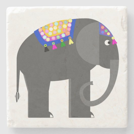 Feestelijke Elephant Stone Onderzetter (Voorkant)