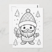 Feestelijke elf kinder kleuring briefkaart (Voorkant / Achterkant)