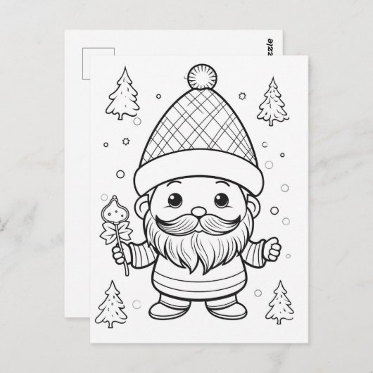 Feestelijke elf kinder kleuring briefkaart (Voorkant / Achterkant)