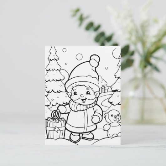 Feestelijke elf kinder kleuring briefkaart (Staand voorkant)