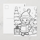 Feestelijke elf kinder kleuring briefkaart (Voorkant / Achterkant)