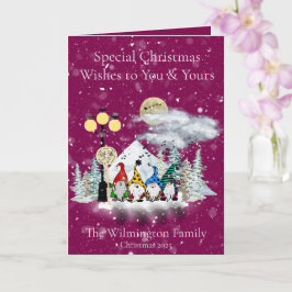Feestelijke Elf Kwartet Familie Foto Kerst Vouwen Kaart