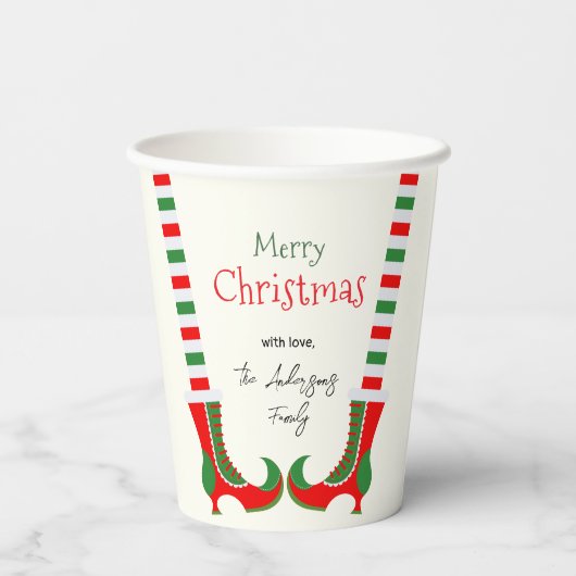 Feestelijke Elf leg Kerstmis Papieren Bekers (Achterkant)