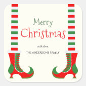 Feestelijke Elf leg Kerstmis Vierkante Sticker (Voorkant)