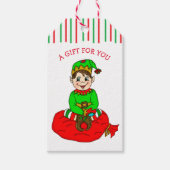 Feestelijke Elf naar en van Christmas Gift Label Cadeaulabel (Voorkant)