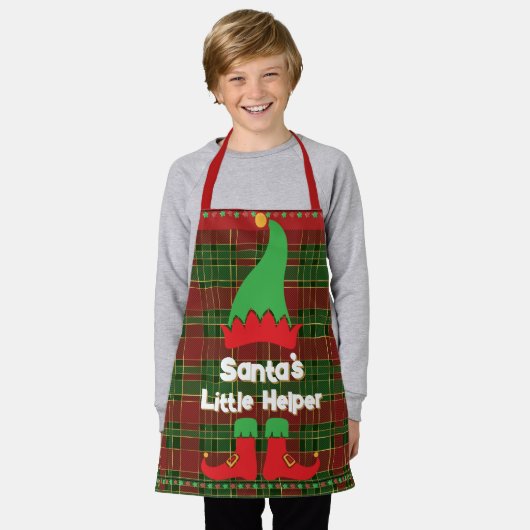 Feestelijke Elf Santa's Little Helper Red Green Ta Schort (Gedragen)