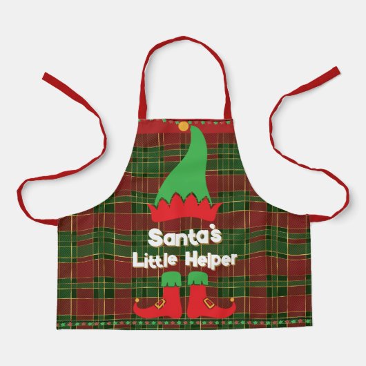 Feestelijke Elf Santa's Little Helper Red Green Ta Schort (Voorkant)