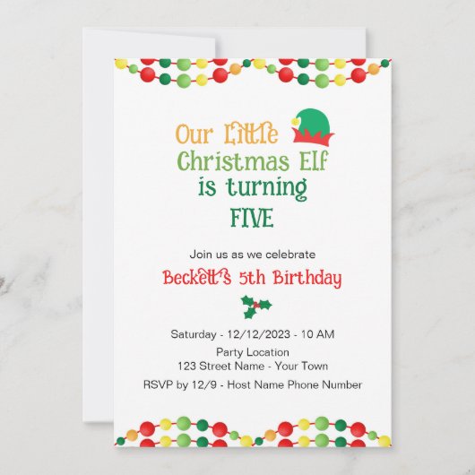 Feestelijke Elf Verjaardag uitnodiging (Voorkant)