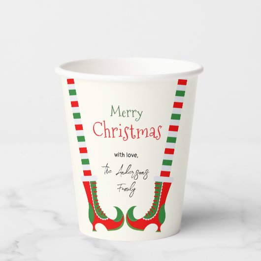 Feestelijke elfbeen Vrolijk kerstfeest Papieren Bekers (Voorkant)