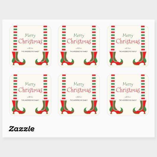 Feestelijke elfbeen Vrolijk kerstfeest Vierkante Sticker (Vel)