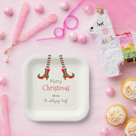 Feestelijke elfbenen Vrolijk kerstfeest Papieren Bordje (Feest)