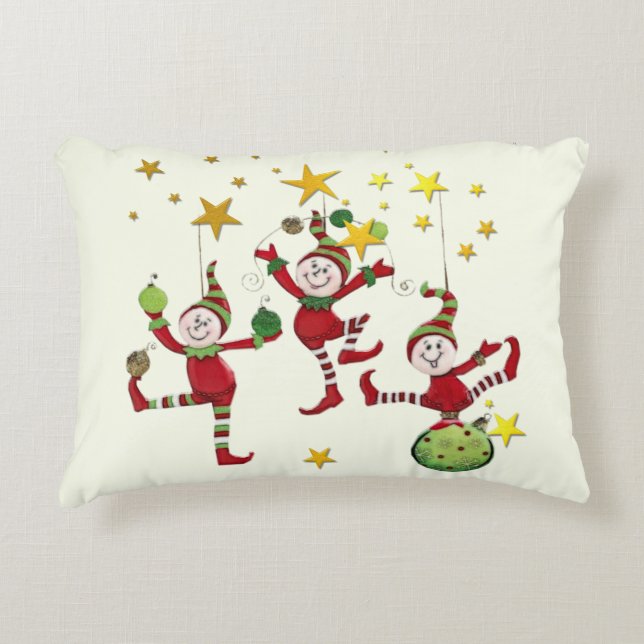 Feestelijke Elfen Kerst DECOR Accent Kussen (Voorkant)