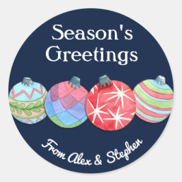 Feestelijke Elke Tekst Kerstvakantie ballen Donker Ronde Sticker