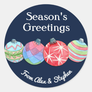 Feestelijke Elke Tekst Kerstvakantie ballen Donker Ronde Sticker
