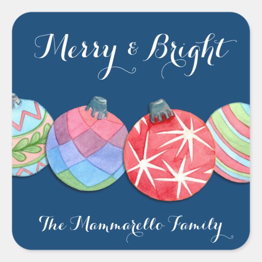 Feestelijke Elke Tekst Kerstvakantie ballen Donker Vierkante Sticker (Voorkant)
