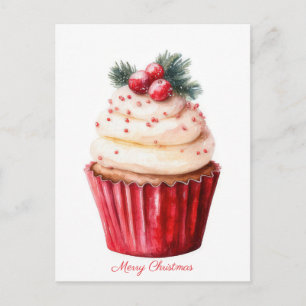 Feestelijke en elegante Kerst Cupcake Groet Briefkaart
