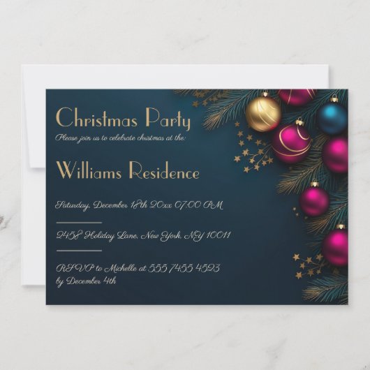 Feestelijke en elegante kerstfeest uitnodiging (Voorkant)