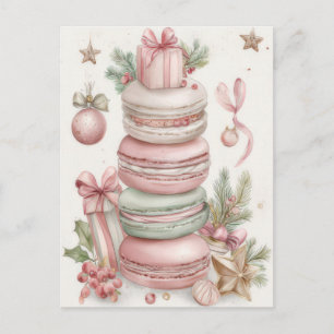 Feestelijke en elegante Pastel Kerst Macarons Briefkaart
