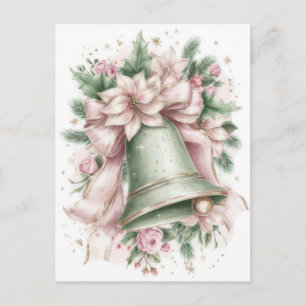 Feestelijke en elegante Pastel Kerstmis Bel Briefkaart