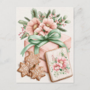 Feestelijke en elegante Pastelkleurige Kerstcadeau Briefkaart