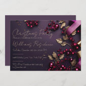 Feestelijke en elegante uitnodiging voor een kerst (Voorkant / Achterkant)