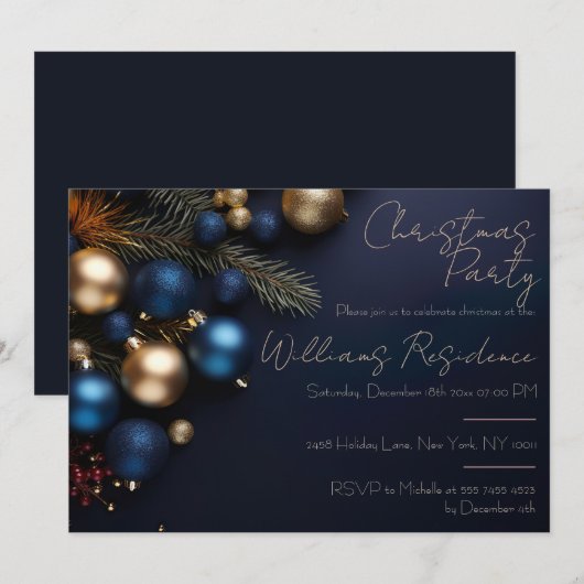 Feestelijke en elegante uitnodiging voor het kerst (Voorkant / Achterkant)