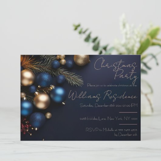 Feestelijke en elegante uitnodiging voor het kerst (Staand voorkant)