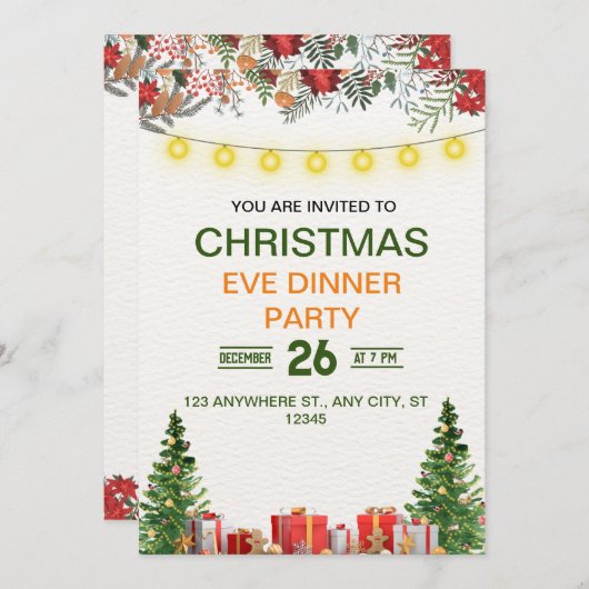 Feestelijke en Fun Christmas Gathering uitnodiging (Voorkant / Achterkant)