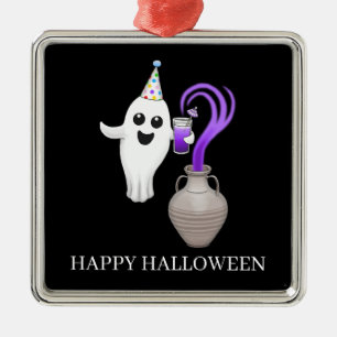 Feestelijke en gelukkige Halloween-geest Metalen Ornament