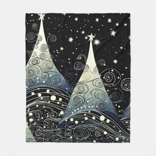 Feestelijke en grillige vakantiebomen Poster Fleece Deken (Voorkant)