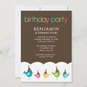 Feestelijke en kleurrijke Birds Kids Verjaardagsfe Kaart (Voorkant)