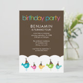 Feestelijke en kleurrijke Birds Kids Verjaardagsfe Kaart (Staand voorkant)