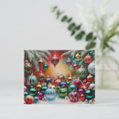 Feestelijke en kleurrijke kerstversieringen feestdagenkaart (Staand voorkant)