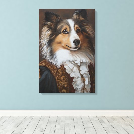 Feestelijke en koninklijke Shetland herdershond |  Canvas Afdruk (Insitu (Houten vloer))