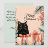Feestelijke en leuke Cat Christmas Wenskaart Feestdagenkaart (Voorkant / Achterkant)