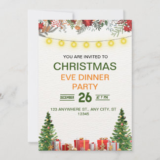 Feestelijke en leuke kerstuitnodiging kaart