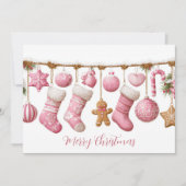Feestelijke en Mooie Roze Kerstkaart (Voorkant)
